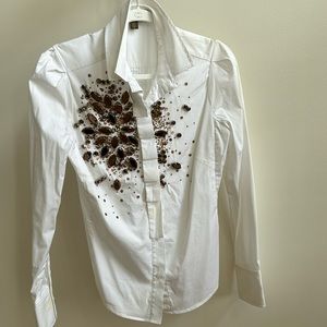 Jeweled white blouse by Andy the-Anh